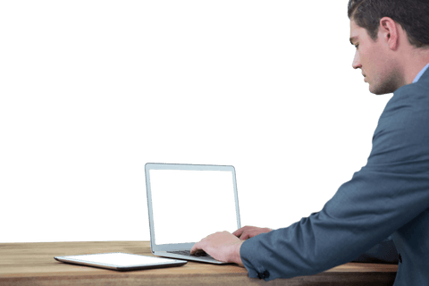 Transparent Background Businessman Typing on Laptop - Download Free Stock Videos Pikwizard.com