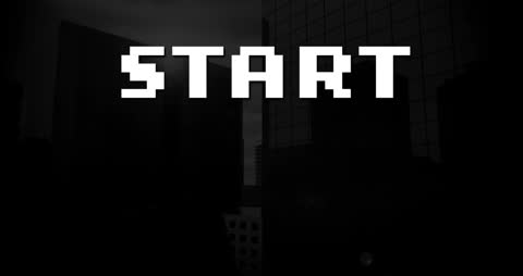 Retro Start Banner over Dark Cityscape