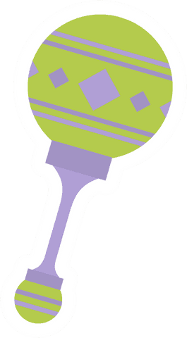 Stylized transparent baby rattle with vibrant colors