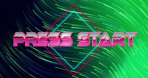 Retro arcade game aesthetic press start illustration
