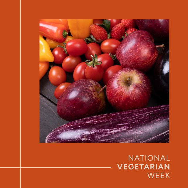 National Vegetarian Week Celebration with Fresh Fruits and Vegetables - Download Free Stock Templates Pikwizard.com