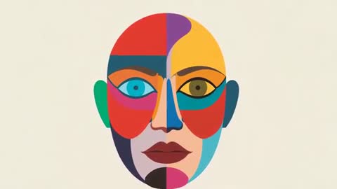 Colorful Geometric Abstract Face Design Digital Animation