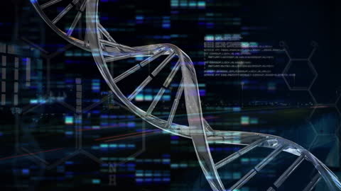Digital DNA Strand Over Transparent Tech Background