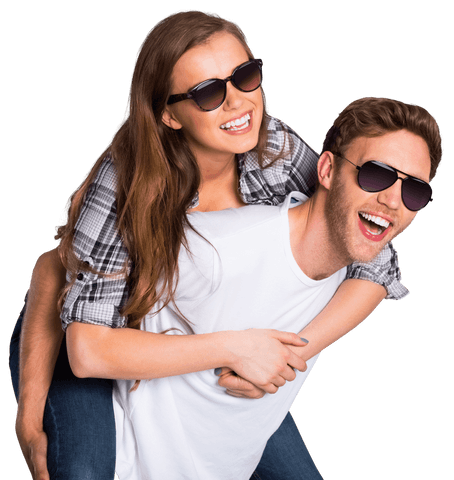 Happy Couple Enjoying Outdoors in Transparent Sunglasses