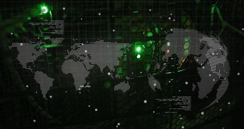 Abstract Digital World Map with Data Processing and Servers - Download Free Stock Images Pikwizard.com