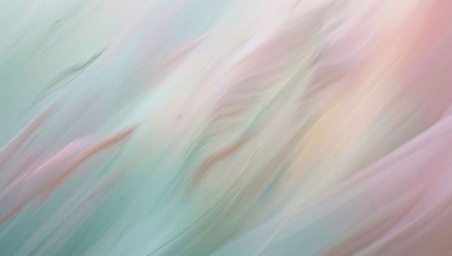 Sweeping pastel brushstrokes with gold filaments, flowing diagonal gradient background