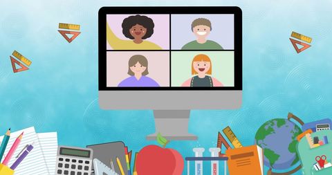 Animated Online Classroom with Learning Tools - Download Free Stock Images Pikwizard.com