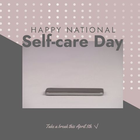 national self-care day background with smartphone cool tones - Download Free Stock Templates Pikwizard.com