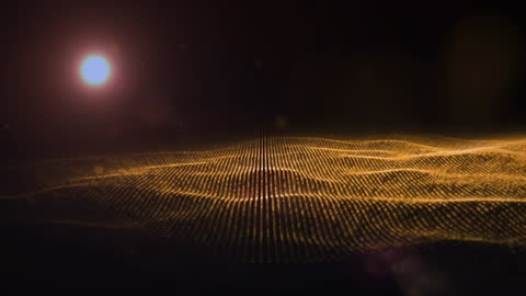 Dynamic Digital Landscape with Moving Lines in High-Tech Animation