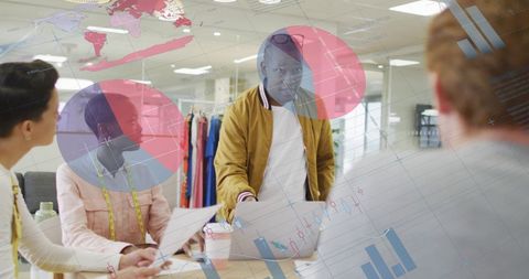 Diverse Team Discussing Business Strategy with Digital Overlay - Download Free Stock Images Pikwizard.com