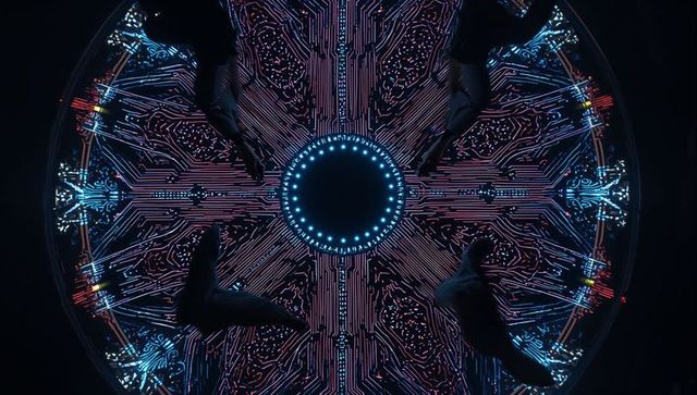 Futuristic Operators Inspecting Advanced Circuit Technology