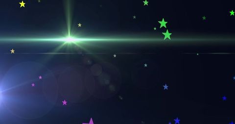Colorful Stars and Glowing Light on Dark Background