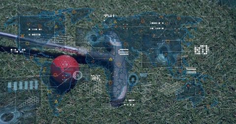 Golf innovation digital hud overlay on grass