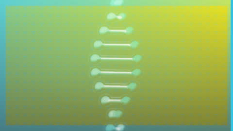 Abstract Glowing DNA Helix on Futuristic Green Gradient Background