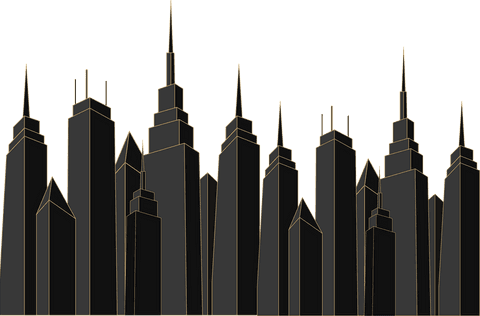 transparent city skyline with gold outlined skyscrapers - Download Free Stock Videos Pikwizard.com