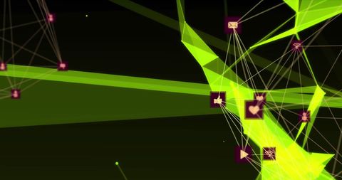 Abstract Digital Network with Geometric Shapes and Icons - Download Free Stock Images Pikwizard.com