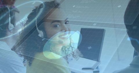 Smiling customer service agent future workplace interaction