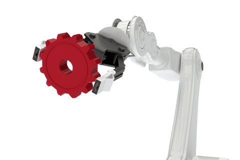 Transparent Robotic Arm Holding Red Gear Component - Download Free Stock Videos Pikwizard.com
