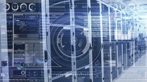 Futuristic Digital Interface in Server Room