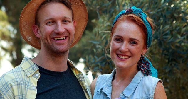 Smiling Couple Enjoying Outdoor Summer Day - Download Free Stock Images Pikwizard.com