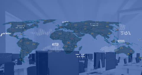 Global Data Network Concept with Digital World Map Overlay