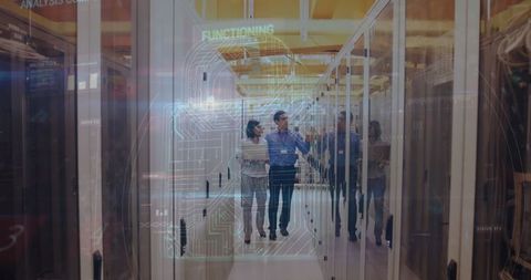 IT Engineers Securing Data Servers with Digital Interface - Download Free Stock Images Pikwizard.com