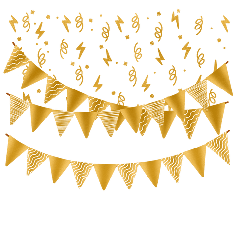 gold pennant flags and confetti on transparent background - Download Free Stock Videos Pikwizard.com