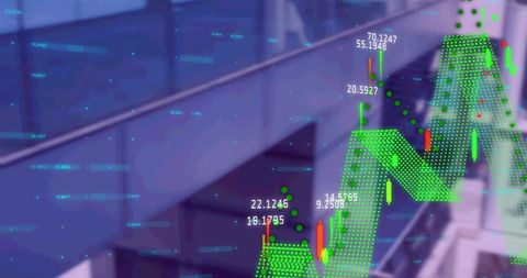 Digital Financial Data Visualization Overlaying Modern Architecture