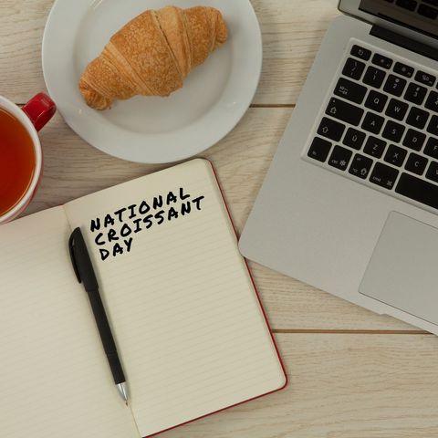 celebrating croissants in a cozy work atmosphere - Download Free Stock Templates Pikwizard.com