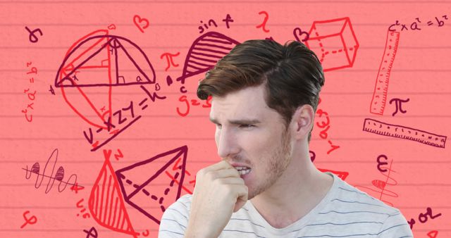 Confused Man Trying to Solve Geometry Problems - Download Free Stock Images Pikwizard.com