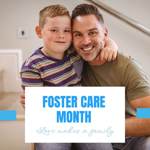 Caucasian Father and Son Celebrating Foster Care Month