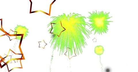 Neon Green Fireworks and Star Flare Celebration