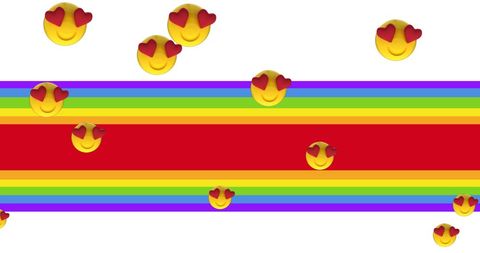 Love Emojis with Rainbow Stripes Celebrating Pride