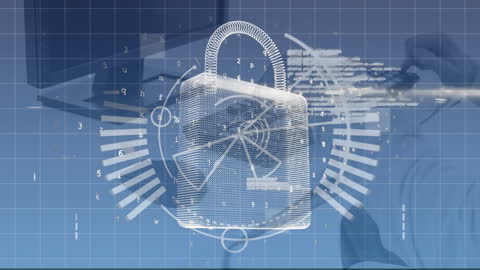 3D Digital Padlock with Numbers Symbolizing Cybersecurity