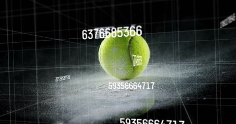 Futuristic tennis ball simulation in digital virtual reality