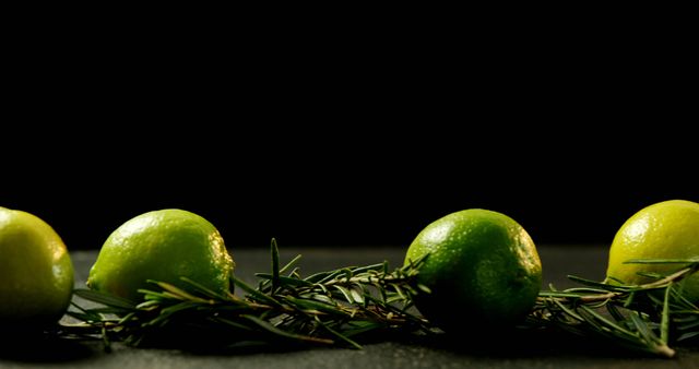 Fresh Lemons and Rosemary on Dark Background - Download Free Stock Images Pikwizard.com