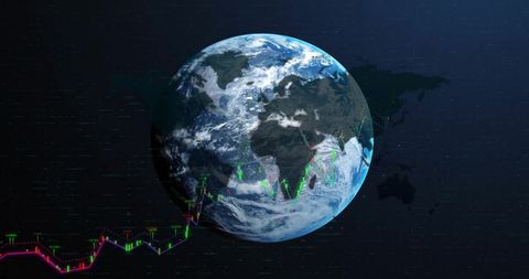 Earth with Digital Financial Data Overlay - Download Free Stock Images Pikwizard.com