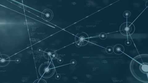 Abstract Tech Network with Data Points and Equations in Motion