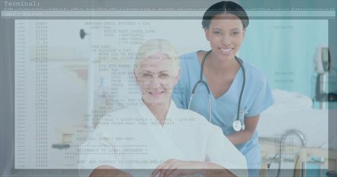 Nurse Assisting Senior Patient with Technological Touch