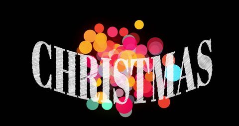 Christmas Text with Festive Bokeh Lights