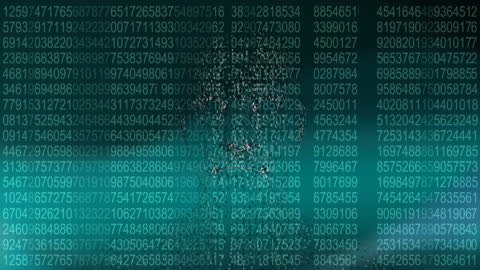 Digital Human Head with Binary Data Overlay on Green Background