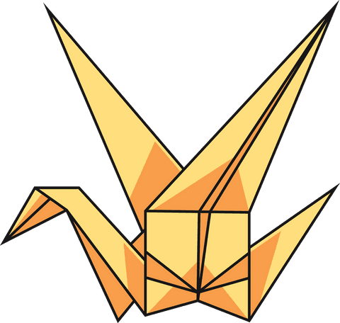 Yellow Abstract Origami Swan on Transparent Background