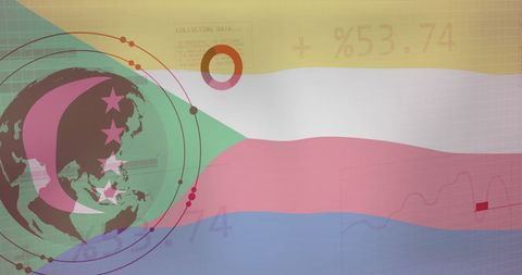 Comoros Flag Overlaying Global Data and Virtual Conversion Charts - Download Free Stock Images Pikwizard.com