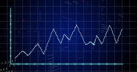 Abstract financial data graph on digital grid background