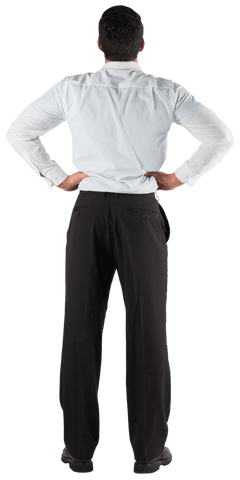 Businessman Transparent Stance with Hands on Hips