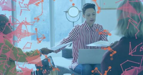 Casual Team Collaboration with Technology and Networking Concept