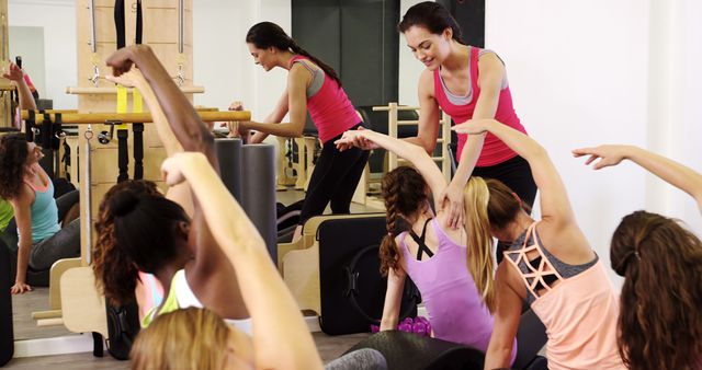 Fitness Instructor Leading Group Class in Yoga Studio - Download Free Stock Images Pikwizard.com