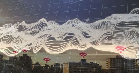 Futuristic Digital Connectivity over Urban Cityscape