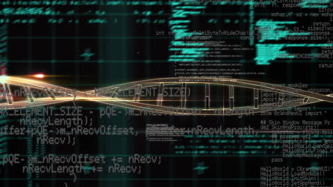Digital DNA Strand and Data Processing Animation