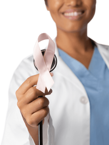 Transparent Focus on Breast Cancer Awareness Ribbon on Stethoscope